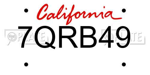 7QRB49 California License Plate