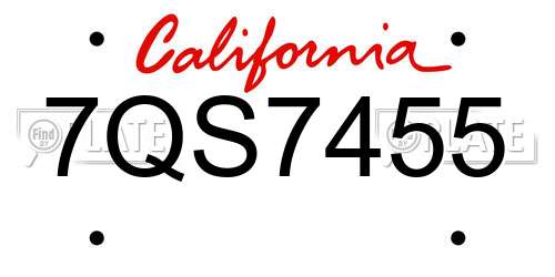 7QS7455 California License Plate