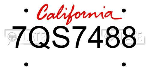 7QS7488 California License Plate