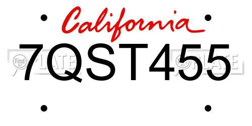 7QST455 California License Plate
