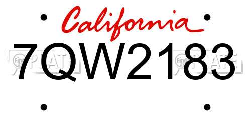 7QW2183 California License Plate