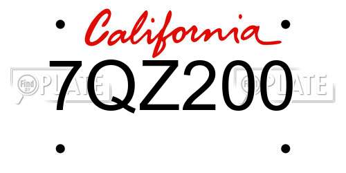 7QZ200 California License Plate