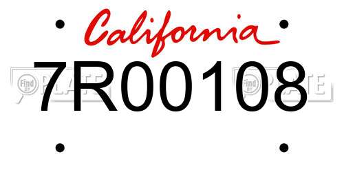 7R00108 California License Plate