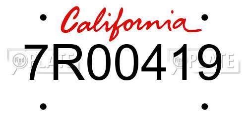 7R00419 California License Plate