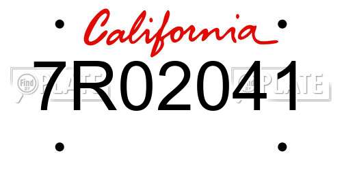 7R02041 California License Plate