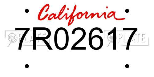 7R02617 California License Plate