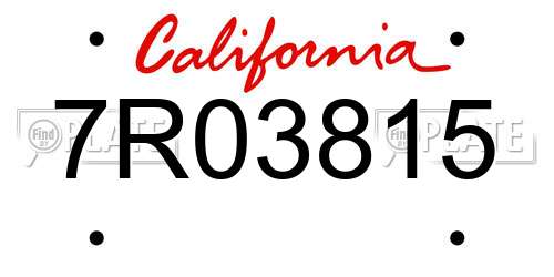 7R03815 California License Plate