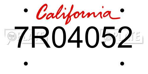 7R04052 California License Plate
