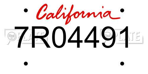 7R04491 California License Plate