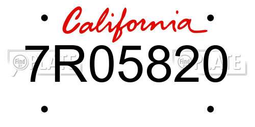 7R05820 California License Plate
