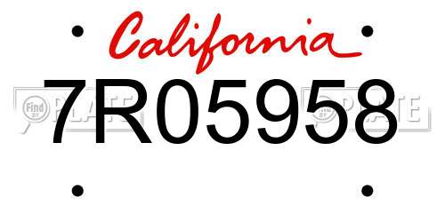 7R05958 California License Plate