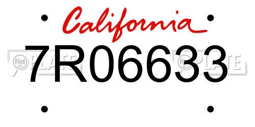7R06633 California License Plate