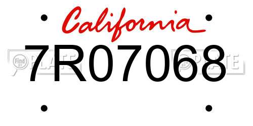 7R07068 California License Plate