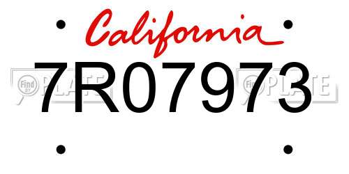 7R07973 California License Plate