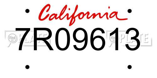 7R09613 California License Plate
