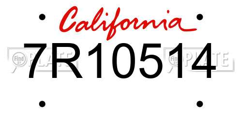 7R10514 California License Plate