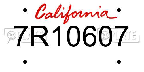 7R10607 California License Plate