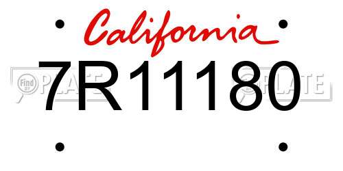 7R11180 California License Plate