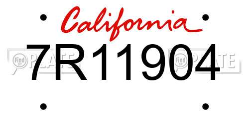 7R11904 California License Plate