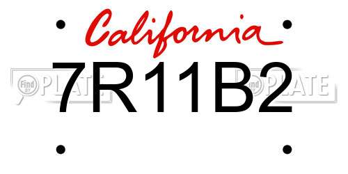 7R11B2 California License Plate
