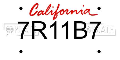 7R11B7 California License Plate