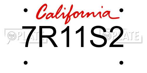 7R11S2 California License Plate