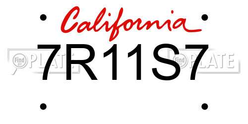 7R11S7 California License Plate