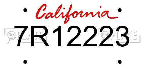7R12223 California License Plate