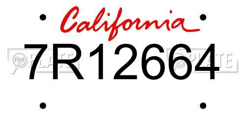 7R12664 California License Plate