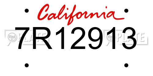 7R12913 California License Plate