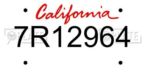 7R12964 California License Plate