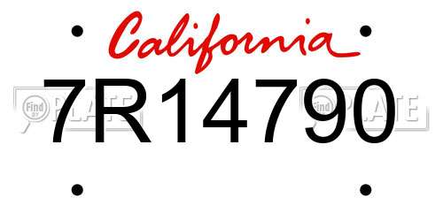 7R14790 California License Plate