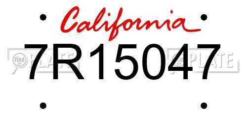 7R15047 California License Plate