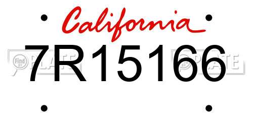 7R15166 California License Plate