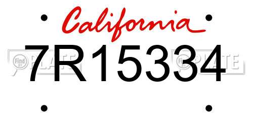 7R15334 California License Plate