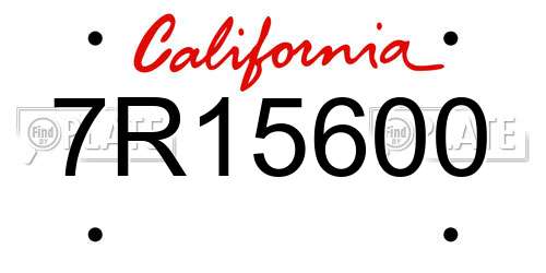 7R15600 California License Plate