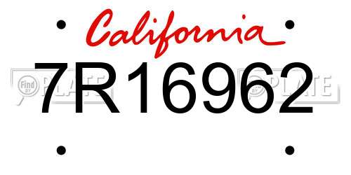 7R16962 California License Plate