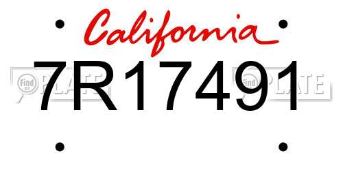 7R17491 California License Plate