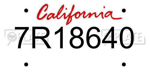 7R18640 California License Plate