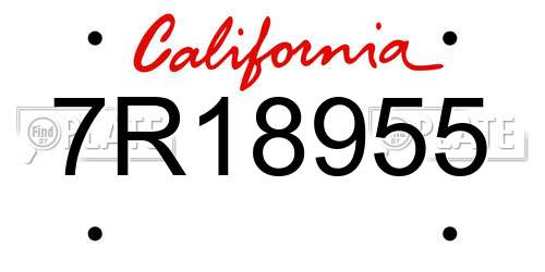 7R18955 California License Plate