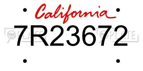7R23672 California License Plate