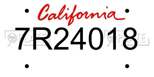 7R24018 California License Plate