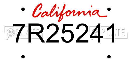 7R25241 California License Plate