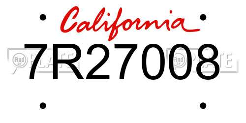 7R27008 California License Plate