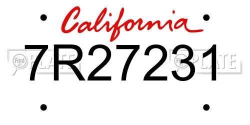 7R27231 California License Plate