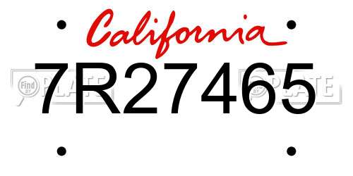 7R27465 California License Plate