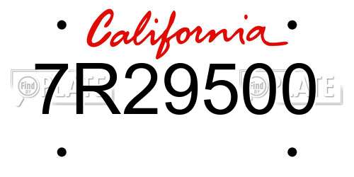 7R29500 California License Plate