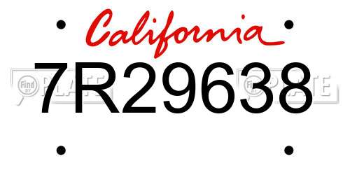 7R29638 California License Plate
