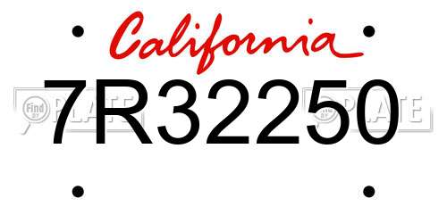 7R32250 California License Plate