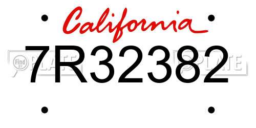 7R32382 California License Plate